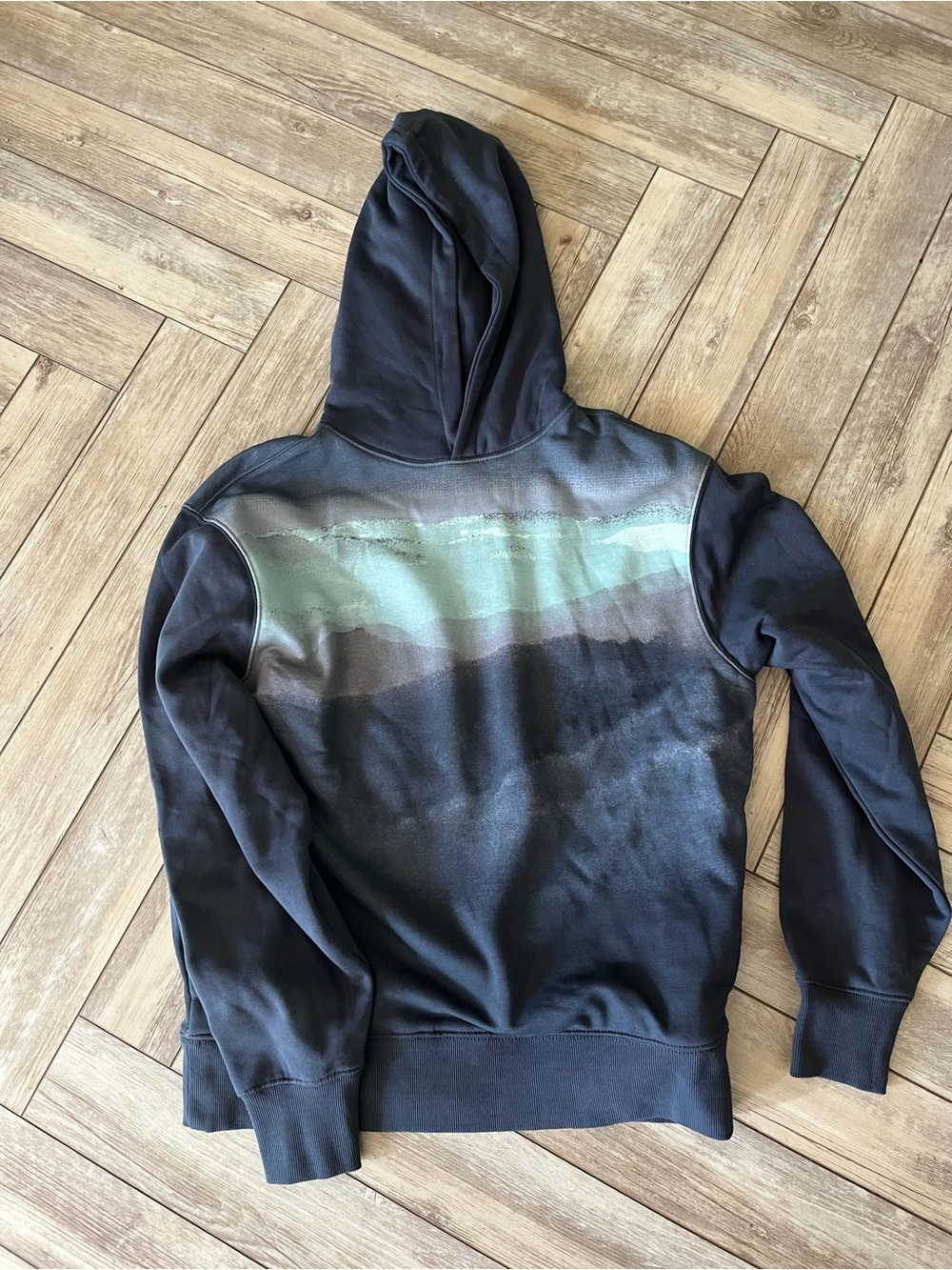 Old Navy Black Hoodie with Green and Gray Gradient